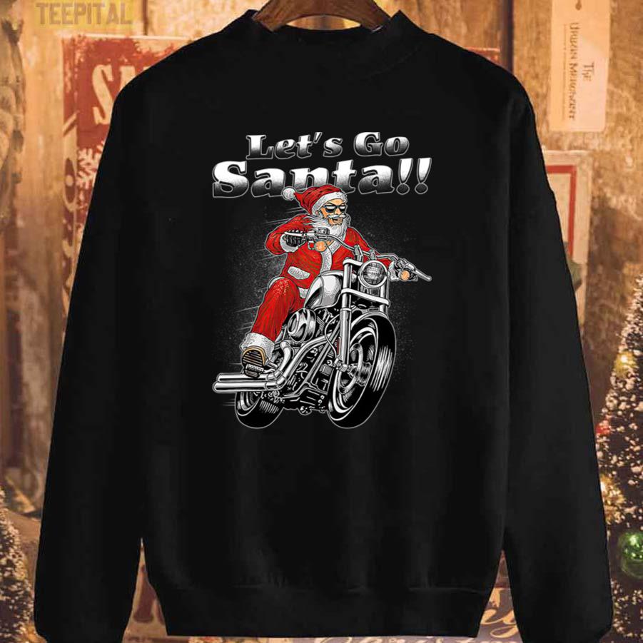 Biker Santa Motorcycle Let’s Go Santa Brandon Christmas T-Shirt