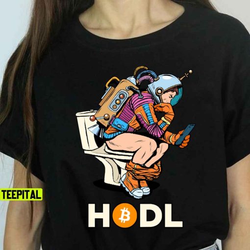 Bitcoin Astronaut Hodling Btc On Toilet T-Shirt