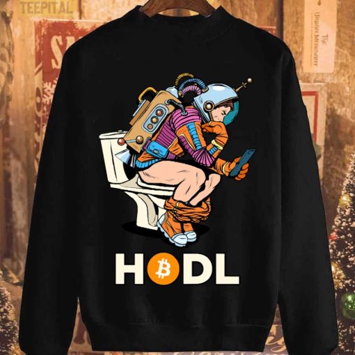 Bitcoin Astronaut Hodling Btc On Toilet T-Shirt