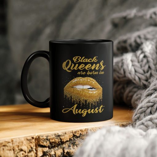 Black Queens Are Born In August Lips Ceramic Coffee Mug