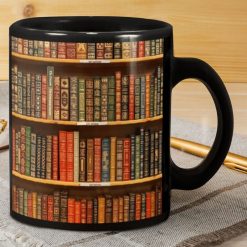 Book Library Premium Sublime Ceramic Coffee Mug Black