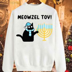 Funny Meowzel Tov Black Cat Mazel Tov Menorah Hanukkah T-Shirt