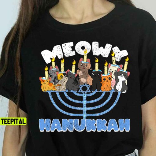 Meowy Hanukkah Cats Menorah for Hanukkah Chanukah T-Shirt