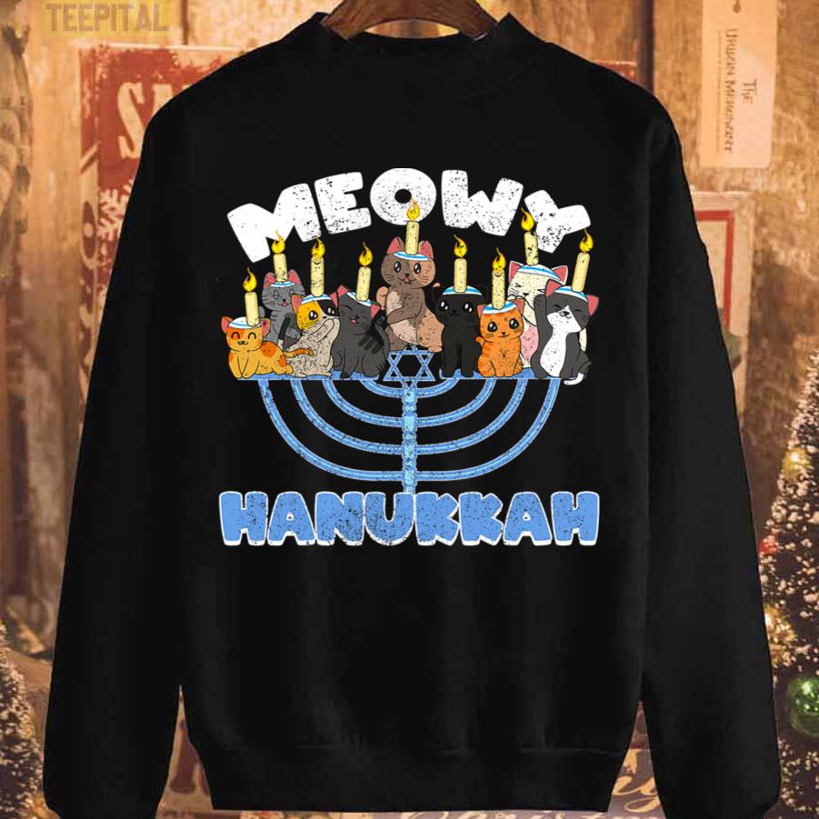 Meowy Hanukkah Cats Menorah for Hanukkah Chanukah T-Shirt