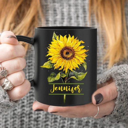 Sunflower Jennifer Premium Sublime Ceramic Coffee Mug Black