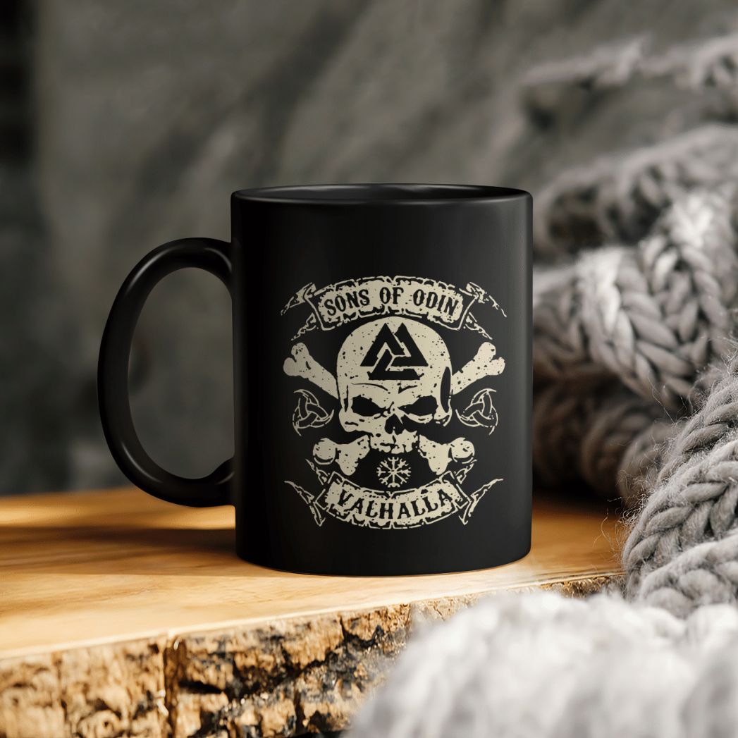 Valknut Viking Skull Sons Of Odin Valhalla Ceramic Coffee Mug