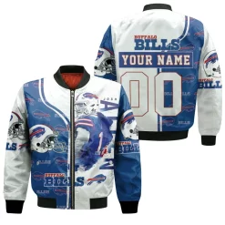 17 Josh Allen 17 Buffalo Bills Great Player 2020 Nfl Season White Blue Personalized Bomber Jacket