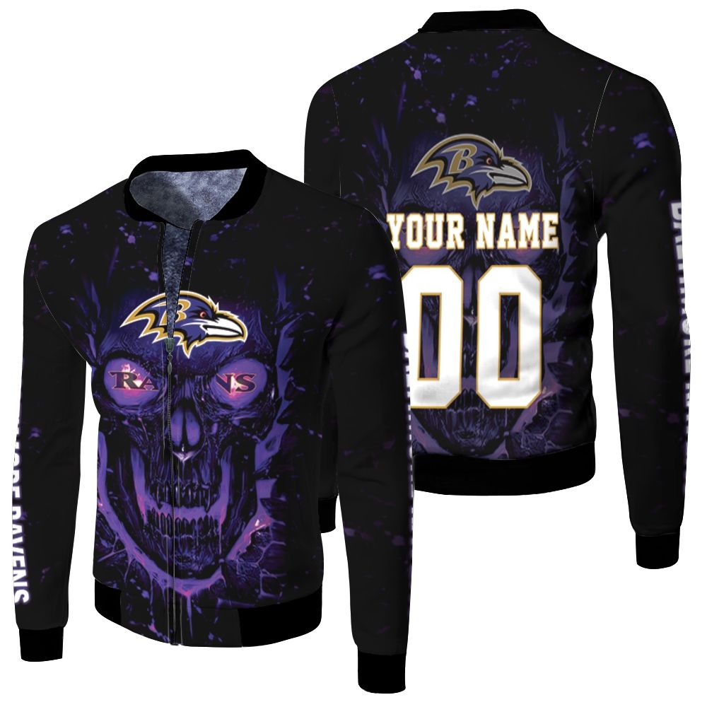 2021 Super Bowl Kansas City Chiefs Afc West Baltimore Ravens Nfl Skull For Fans 3d Personalized Fleece Bomber Jacket
