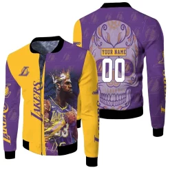 23 Lebron James Los Angeles Lakers Nba Western Conference Skull Logo Personalized Fleece Bomber Jacket