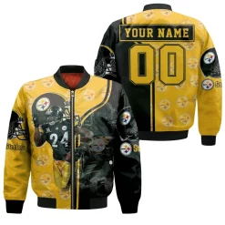 24 Justin Gilbert 24 Player Pittsburgh Steelers 2020 Nfl Season Personalized Bomber Jacket