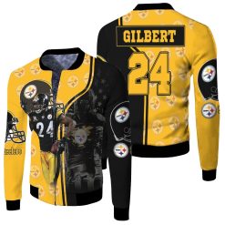 24 Justin Gilbert 24 Player Pittsburgh Steelers Jersey 2020 Nfl Season Jersey Fleece Bomber Jacket