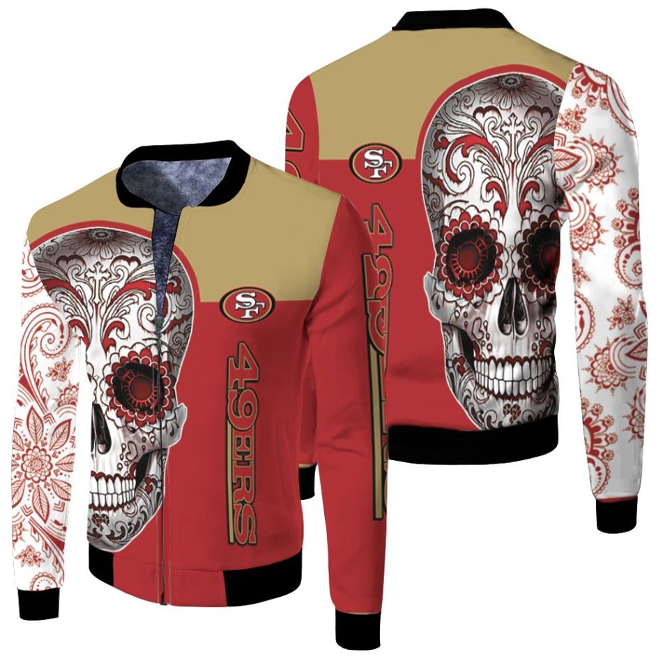 3d Hoodie San Francisco 49ers Sugar Skull Fan 3d Jersey Fleece Bomber Jacket