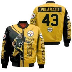 43 Troy Polamalu Pittsburgh Steelers Player Jersey 2020 Nfl Season Bomber Jacket