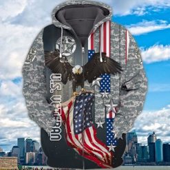 4th Of July Independence American Veteran Eagle 3d Zip Hoodie