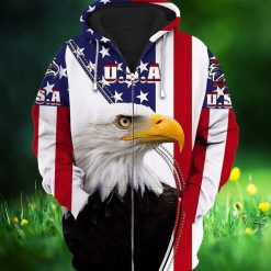 4th Of July Independence Day America Eagle 3 3d Zip Hoodie