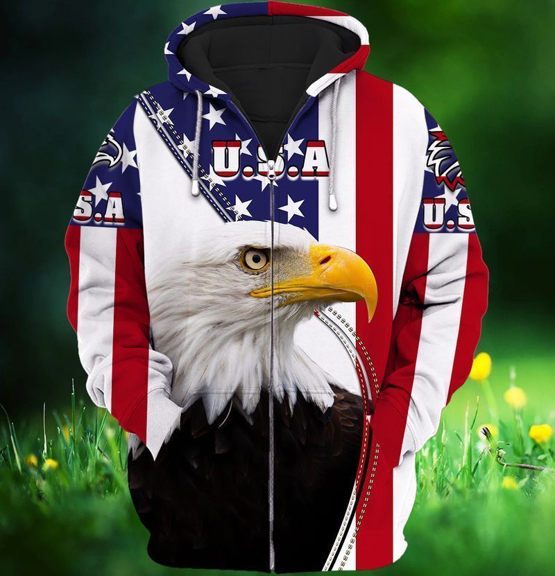 4th Of July Independence Day America Eagle 3 3d Zip Hoodie