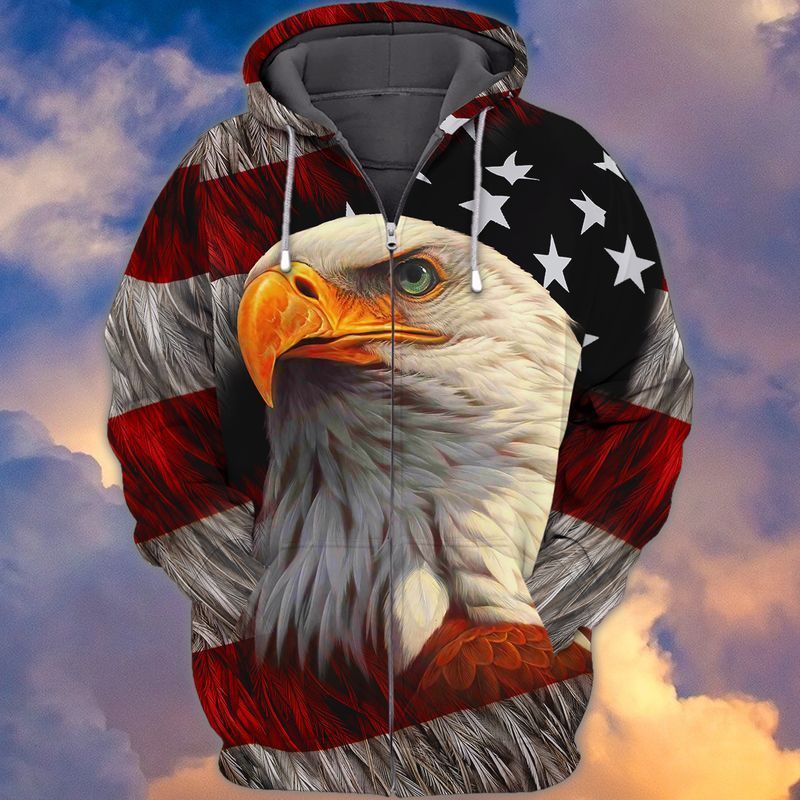 4th Of July Independence Day America Eagle 3d Zip Hoodie
