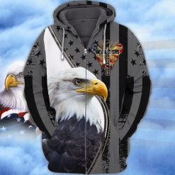 4th Of July Independence Day American Eagle One Nation Under God 3d Zip Hoodie