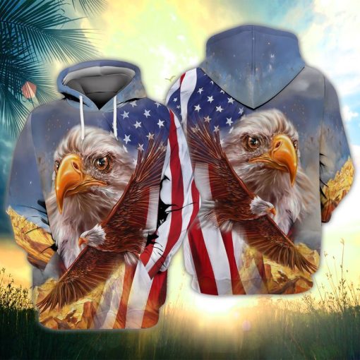 4th Of July – Independence Day American Flag Eagle 3d Zip Hoodie