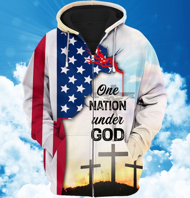 4th Of July - Independence Day Jesus One Nation Under God American Flag 3d Zip Hoodie