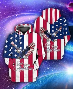 4th Of July Independence Day American Eagle God Bless America 3d Zip Hoodie