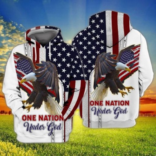4th Of July Independence Day American Eagle One Nation Under God  3d  Zip  Hoodie