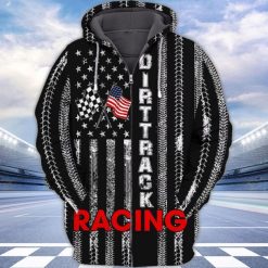 4th Of July Independence Day American Flag Dirt Track Racing 3d Zip Hoodie