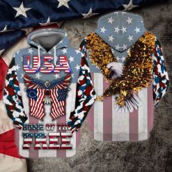 4th Of July Independence Day American Flag Eagle Home Of The Free 3d Zip Hoodie