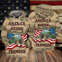 4th Of July Independence Day Boom Farmers American Needs Farmers Tractor 3d Zip Hoodie