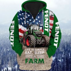 4th Of July Independence Day Farmer Tractor Life Is Simple Eat Sleep Farm 3d Zip Hoodie