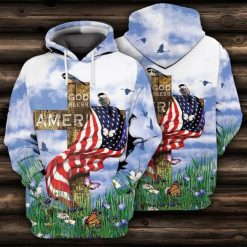 4th Of July Independence Day Memorial Day American Flag God Bless 3d Zip Hoodie