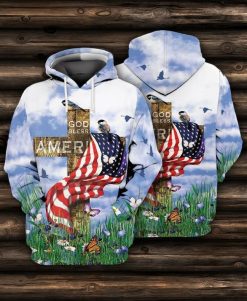 4th Of July Independence Day Memorial Day American Flag God Bless 3d Zip Hoodie