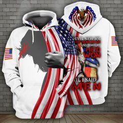 4th Of July Independence Day Memorial Day American Jesus Veteran Devil Saw Me I My Head Down And Thought Hed Won 3d Zip Hoodie