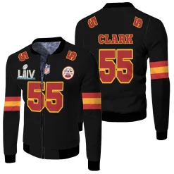 55 Frank Clark Kannas City 1 Jersey Inspired Style Fleece Bomber Jacket