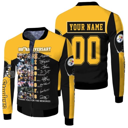 88th Anniversary Pittsburgh Steelers Great Player Thank You For The Memories American Flag Personalized Fleece Bomber Jacket