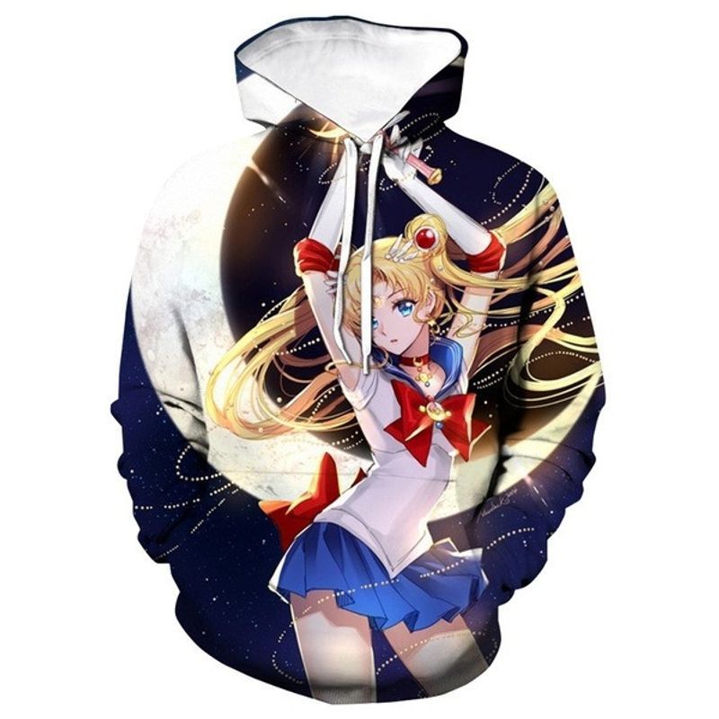 90s Child Woman Cute Classic Anime Sailor Moon Over Print 3d Zip Hoodie