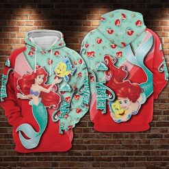 Ariel Cartoon The Little Marmaid Movies Disney Over Print 3d Zip Hoodie