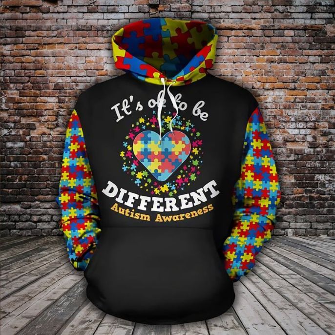Autism It Ok To Be Different Autism Awareness Full Over Printed 3d 2 Hoodie