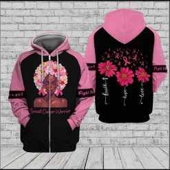 Breast Cancer Awareness Faith Hope Love Black Queen Juneteenth Freedom Day Liberation Day 3d Zip Hoodie