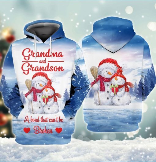 Christmas Love My Grandma And Grandson A Bond That Cant Be Broken 3d Zip Hoodie