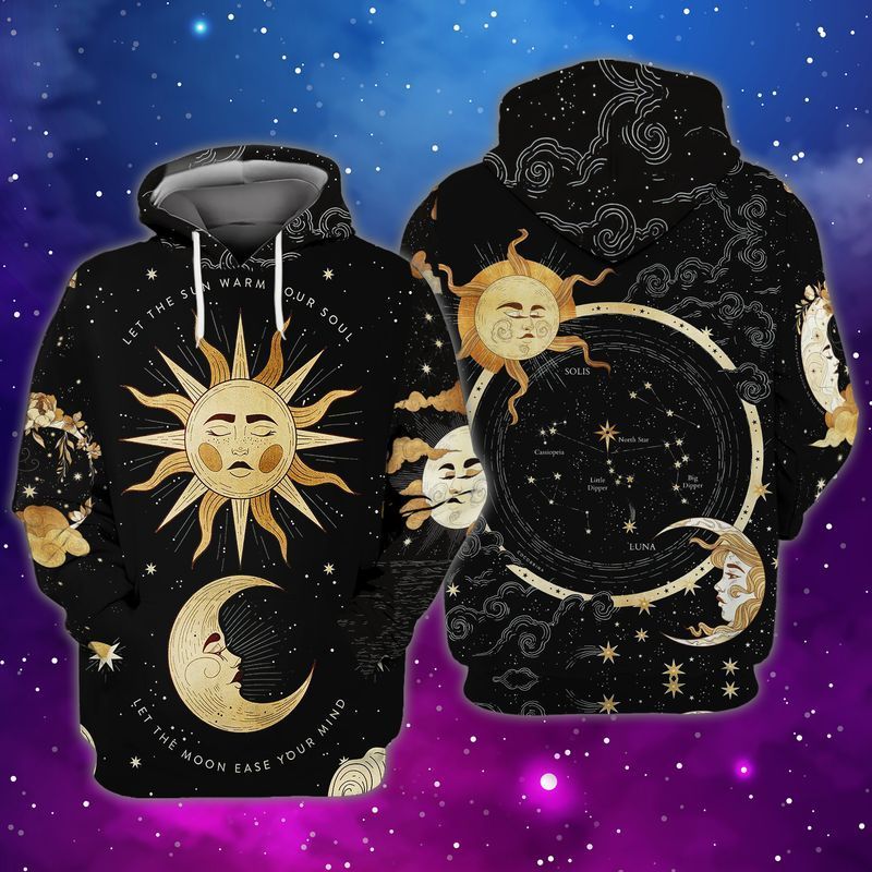 Day And Night Let The Sun Warm Your Soul Let The Moon Ease Your Mind Gift 3d Zip Hoodie