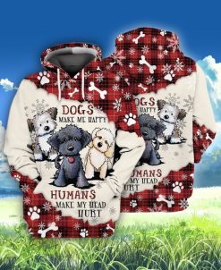 Dogs Lover Dogs Make Me Happy Humans Make My Head Hurt 3d Zip Hoodie