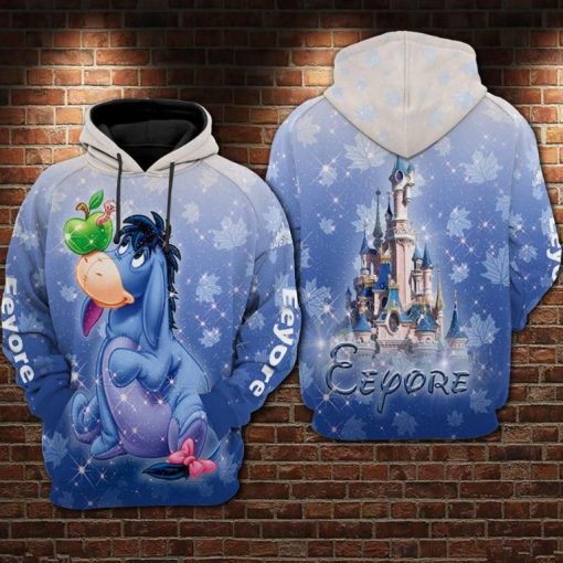 Eeyore And Green Apple Cartoon Winnie The Pooh Disneyland Over Print 3d Zip Hoodie