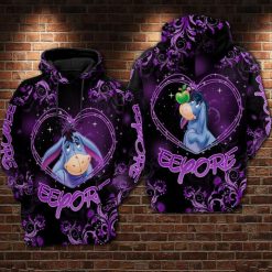 Eeyore And Green Apple Cartoon Winnie The Pooh Over Print 3d Zip Hoodie