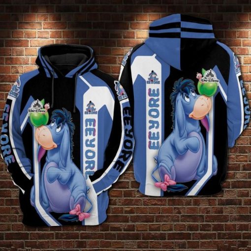 Eeyore And Green Apple Cartoon Winnie The Pooh Walt Disney Over Print 3d Zip Hoodie