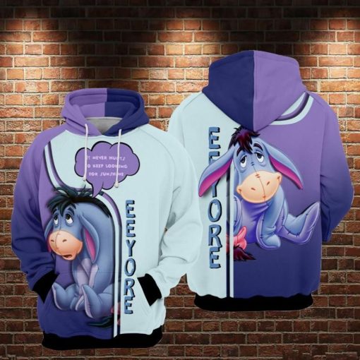 Eeyore Cartoon Winnie The Pooh Movie Disney It Never Hurts To Keep Looking For Sunshine Over Print 3d Zip Hoodie