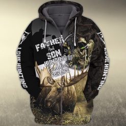 Fathers Day Father And Son Hunting Buddies For Life Love Hunting 2 3d Zip Hoodie