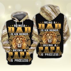 Fathers Day The Lion Being A Dad Is An Honor Being A Papa Is Priceless 3d Zip Hoodie