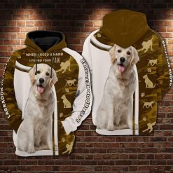 Golden When I Need A Hand I Found Your Paw Labrador Retriever Over Print 3d Zip Hoodie