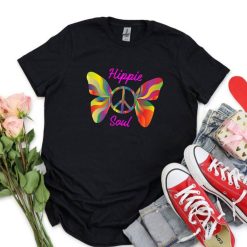 Hippie Soul Flower Rainbow Butterfly Peace Unisex T-Shirt
